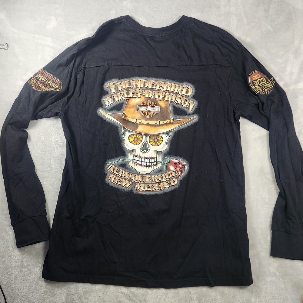 Vintage Harley Davidson Thunderbird Albuquerque Long Sleeve Shirt‎ Mens XL Black